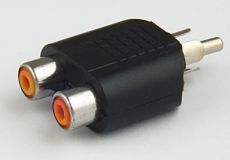 Adapter  wtyk RCA / 2*gniazdo RCA; nikiel