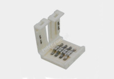 Konektor 4-żyłowy środkowy, zatrzaskowy do taśm RGB 12mm szerokich z dwustronnym gn. 4 pin zatrzaskowym