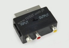 Adapter wtyk SCART / 3*gniazdo RCA; z przełącznikiem